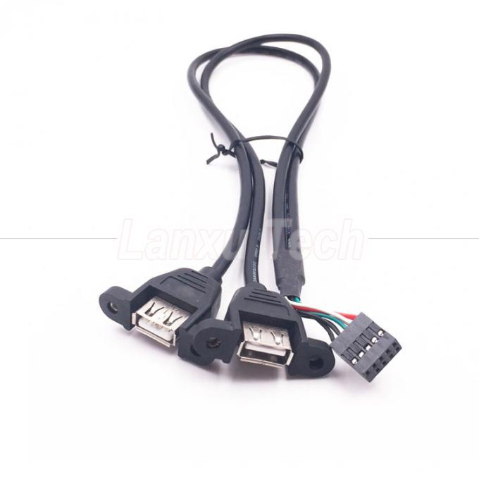 Dual USB Tipo A 2 portas de painel de montagem USB para Dupont conector cabo de fio 4