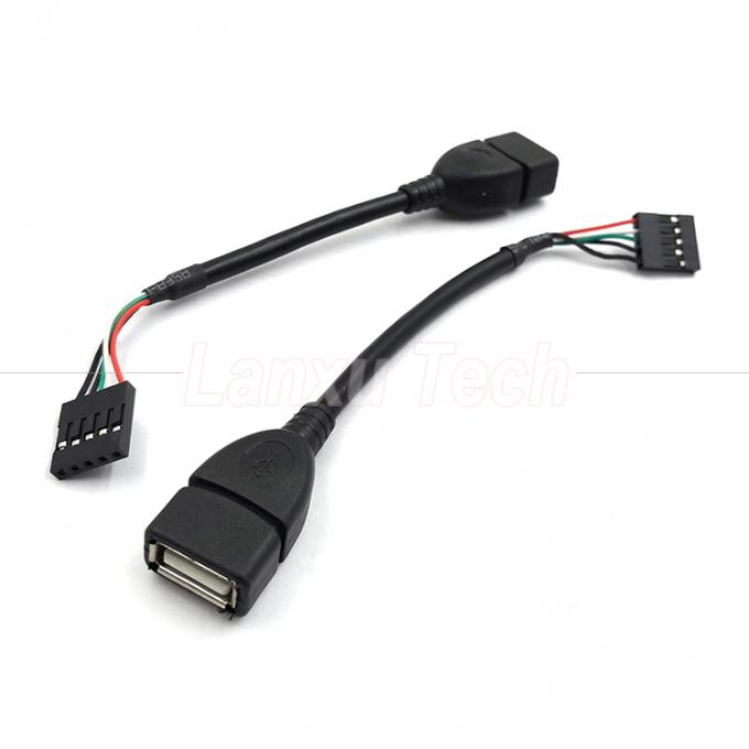 Cable de placa-mãe USB 2.0 personalizado Tipo A Female Plug Header para 5 Pin Dupont Connector Wire 0