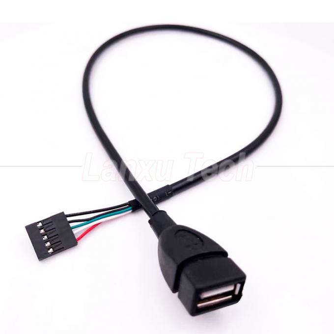Cable de placa-mãe USB 2.0 personalizado Tipo A Female Plug Header para 5 Pin Dupont Connector Wire 4