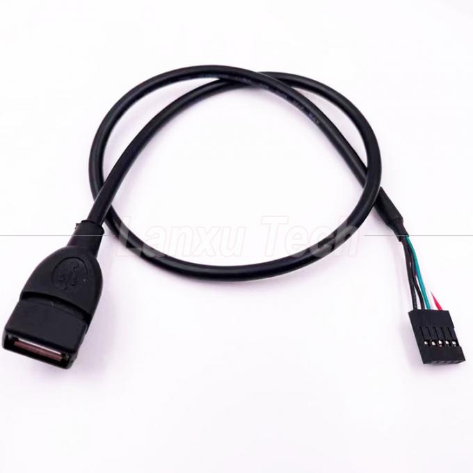 Cable de placa-mãe USB 2.0 personalizado Tipo A Female Plug Header para 5 Pin Dupont Connector Wire 3