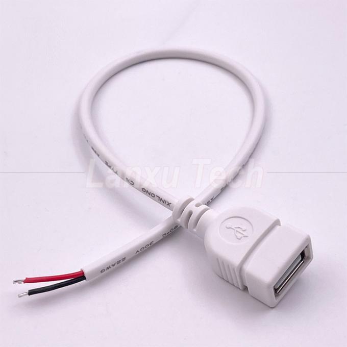 5V USB Branco Fêmea para abrir fios nus cabo final Pigtail para tira LED 1