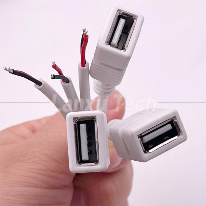 5V USB Branco Fêmea para abrir fios nus cabo final Pigtail para tira LED 5