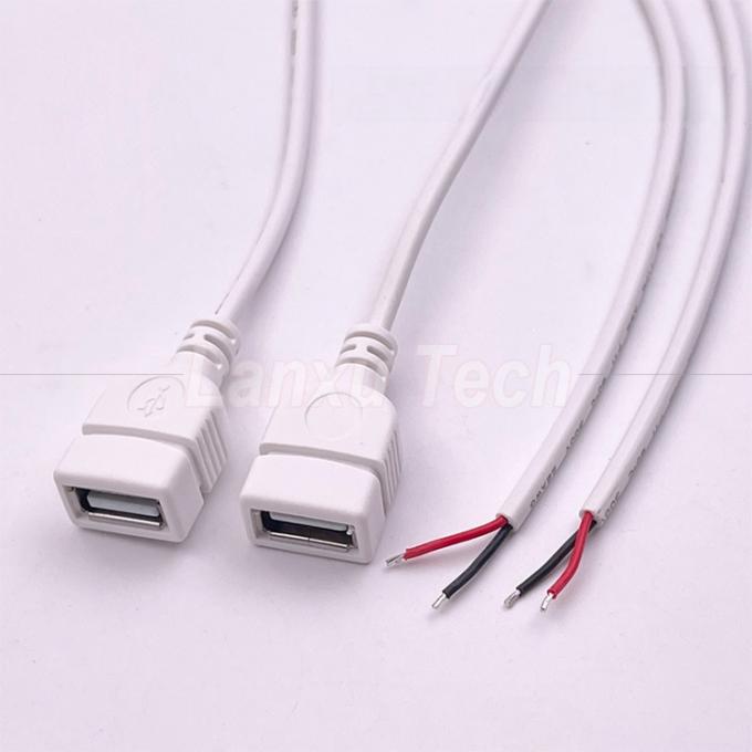 5V USB Branco Fêmea para abrir fios nus cabo final Pigtail para tira LED 4