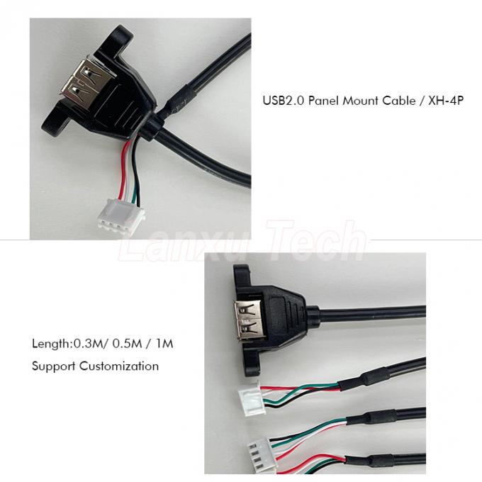 Cable de montagem de painel USB 2.0 Tipo A para JST XH PH VH 4 pin 3