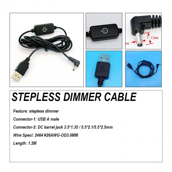 USB para DC Jack Dimmer Stepless para LED Light Strip 0