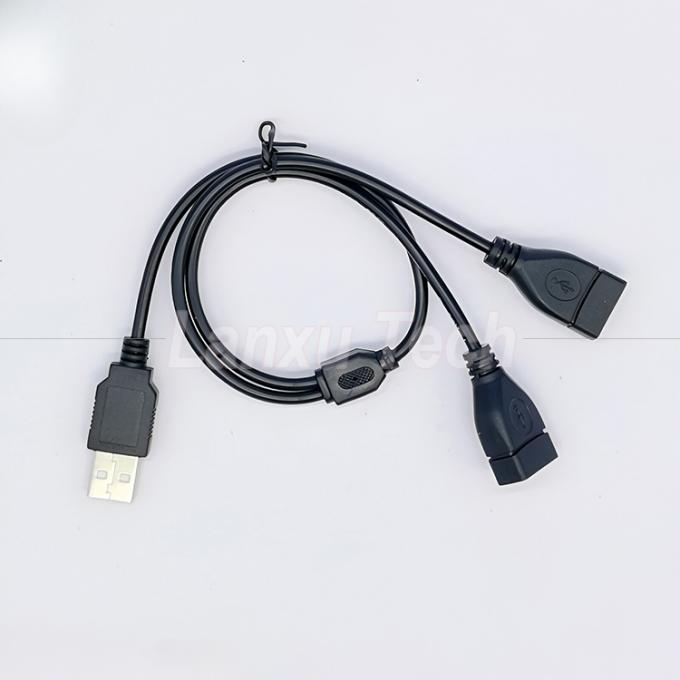 USB 2.0 Um macho para 2 USB duplo Jack Y Fêmea Splitter Hub Cordão de alimentação Adaptador de extensão de cabo 2