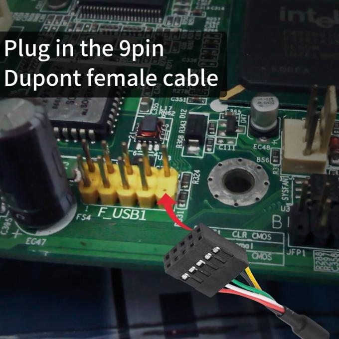 USB Tipo A Fêmea para 9 pin Dupont Fêmea cabeçalho placa-mãe adaptador de cabo 5