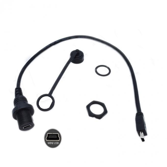 Mini USB Homem para Micro USB Fêmea cabo de extensão à prova d'água com painel de montagem para carro caminhão barco computador de motocicleta 1