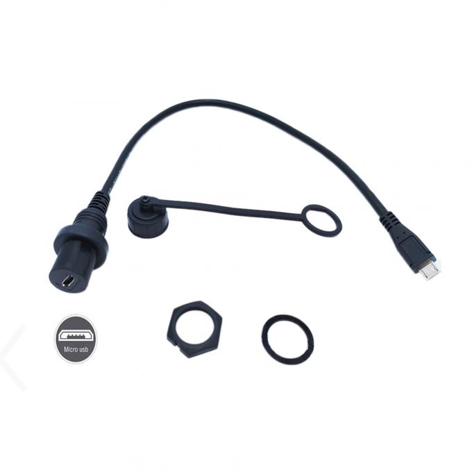 Mini USB Homem para Micro USB Fêmea cabo de extensão à prova d'água com painel de montagem para carro caminhão barco computador de motocicleta 2