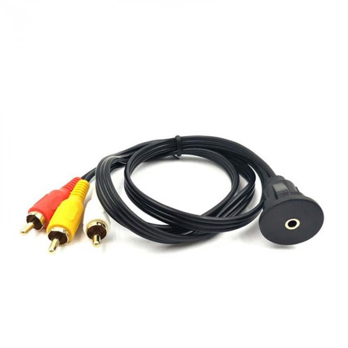Cable de extensão DC 3.5 a 3RCA à prova d'água com painel de montagem para carro, caminhão, barco, computador de motocicleta 0