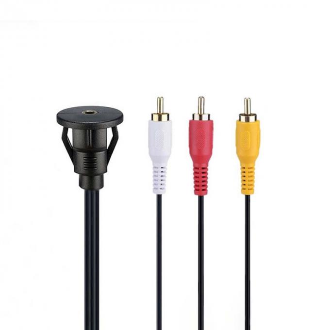 Cable de extensão DC 3.5 a 3RCA à prova d'água com painel de montagem para carro, caminhão, barco, computador de motocicleta 2