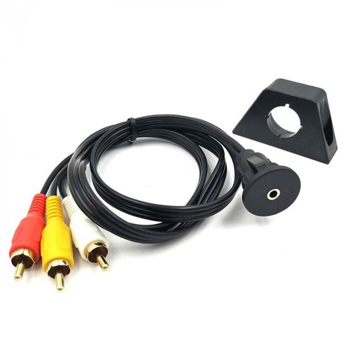 Cable de extensão DC 3.5 a 3RCA à prova d'água com painel de montagem para carro, caminhão, barco, computador de motocicleta 1