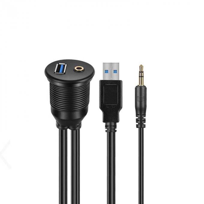 USB 3.0 AUX DC 3.5 Homem para Mulher cabo de extensão à prova d'água com painel de montagem para carro caminhão barco computador de motocicleta 1