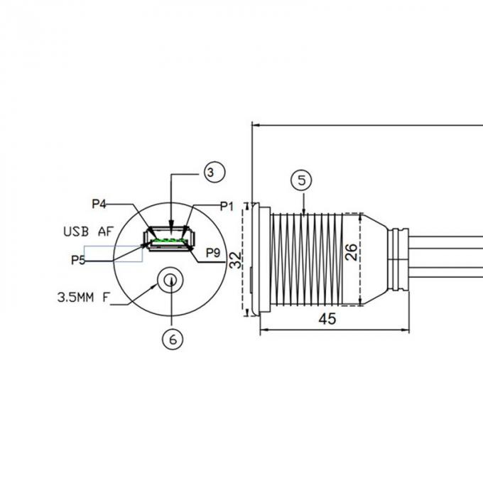 USB 3.0 AUX DC 3.5 Homem para Mulher cabo de extensão à prova d'água com painel de montagem para carro caminhão barco computador de motocicleta 2