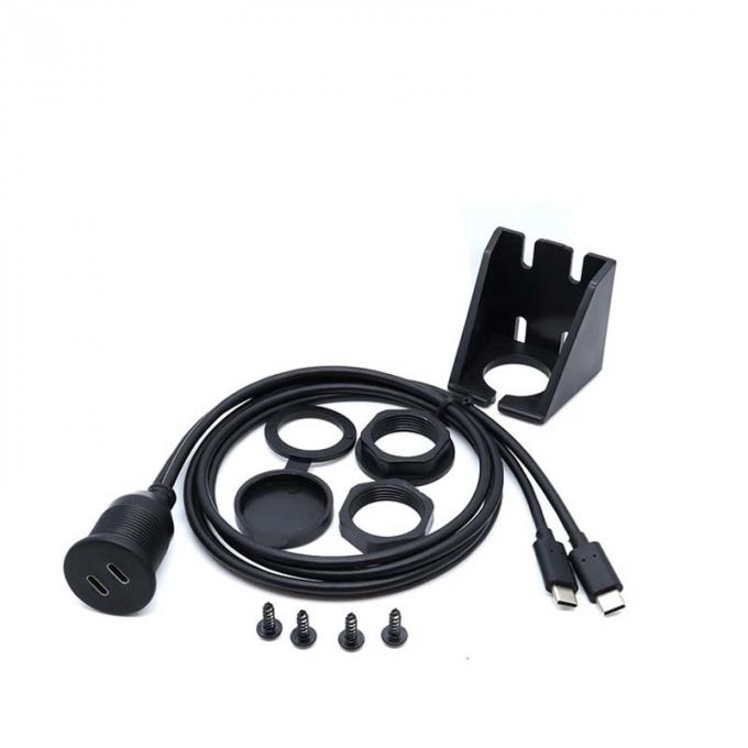 Customize Dual Tipo C Homem para Mulher Cable de Extensão Impermeável Com Painel de Montar Flush Para Carro Caminhão Barco Computador de Motocicleta 1