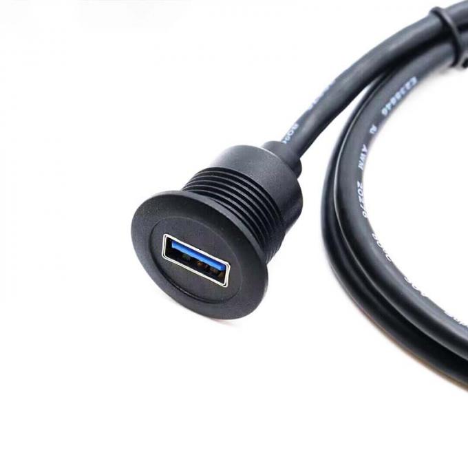 Cable de extensão à prova d'água de cabeça curta USB 3.0 macho a fêmea com painel de montagem para carro, caminhão, barco, computador de motocicleta 0