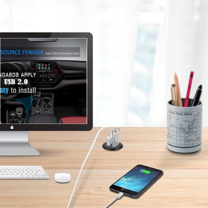 Cable de extensão à prova d'água de cabeça curta USB 3.0 macho a fêmea com painel de montagem para carro, caminhão, barco, computador de motocicleta 2