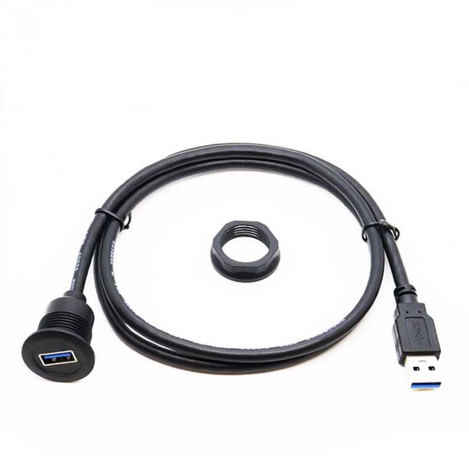 Cable de extensão à prova d'água de cabeça curta USB 3.0 macho a fêmea com painel de montagem para carro, caminhão, barco, computador de motocicleta 1