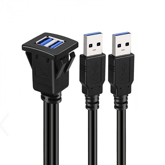 Quadrado USB Dual 3.0 2.0 Homem para Mulher cabo de extensão à prova d'água com painel de montagem para carro caminhão barco computador de motocicleta 0
