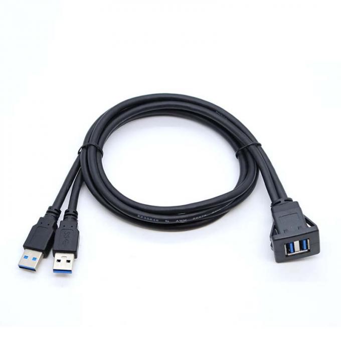 Quadrado USB Dual 3.0 2.0 Homem para Mulher cabo de extensão à prova d'água com painel de montagem para carro caminhão barco computador de motocicleta 1