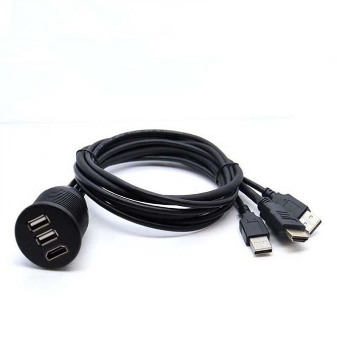 3 portas USB 2.0 macho para USB 2.0 fêmea cabo de extensão à prova d'água com painel de montagem flush para carro caminhão barco computador de motocicleta 2