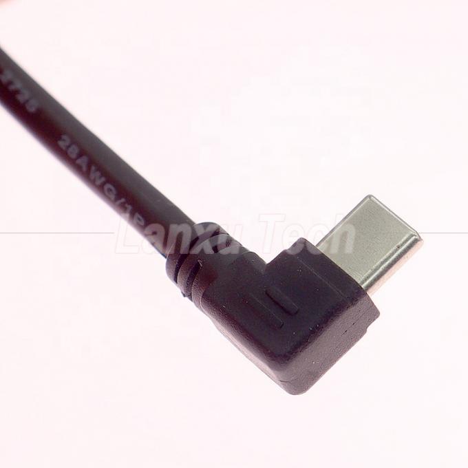 90 graus ângulo direito carregamento rápido 2A USB 2.0 para tipo C cabo de extensão de carregador de dados 3