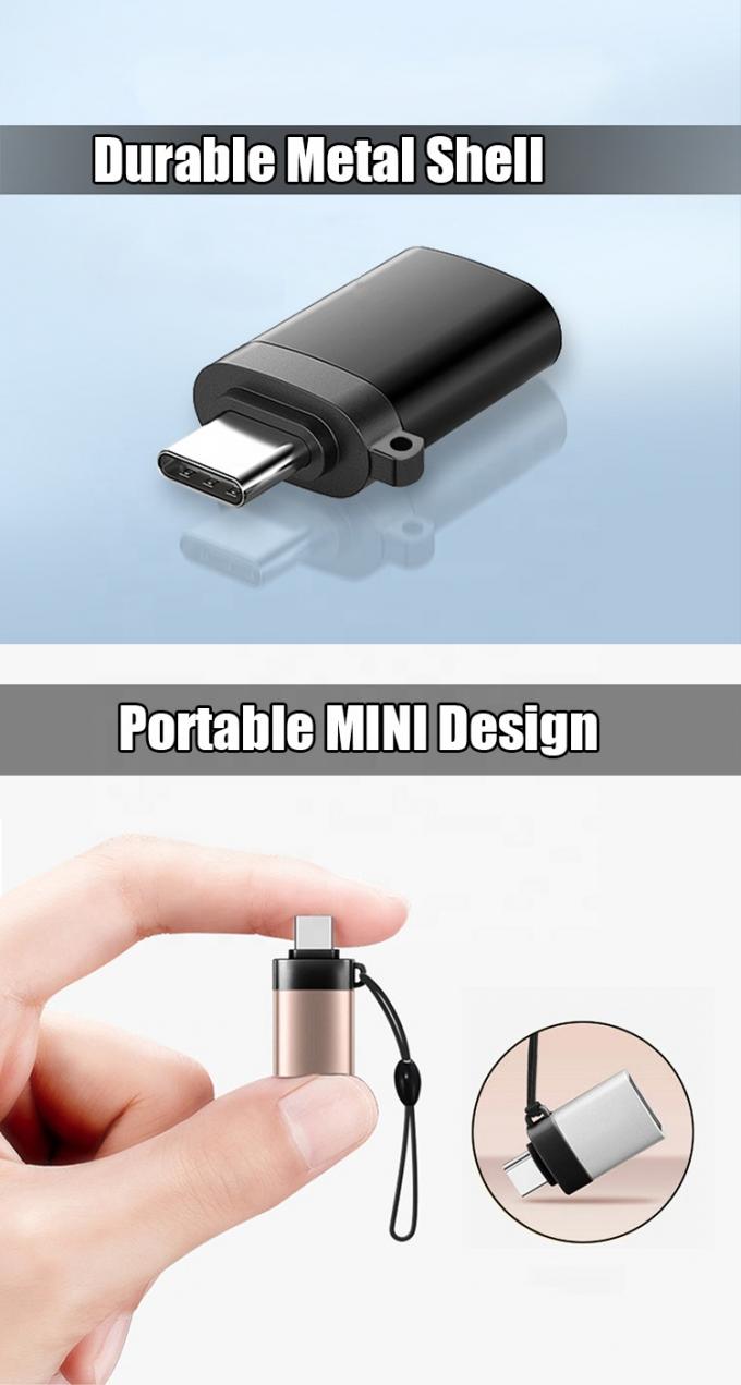 Mini Lanyard portátil Shell Metal OTG Tipo C 3.1 Homem para USB 3.0 Adaptador Feminino 2
