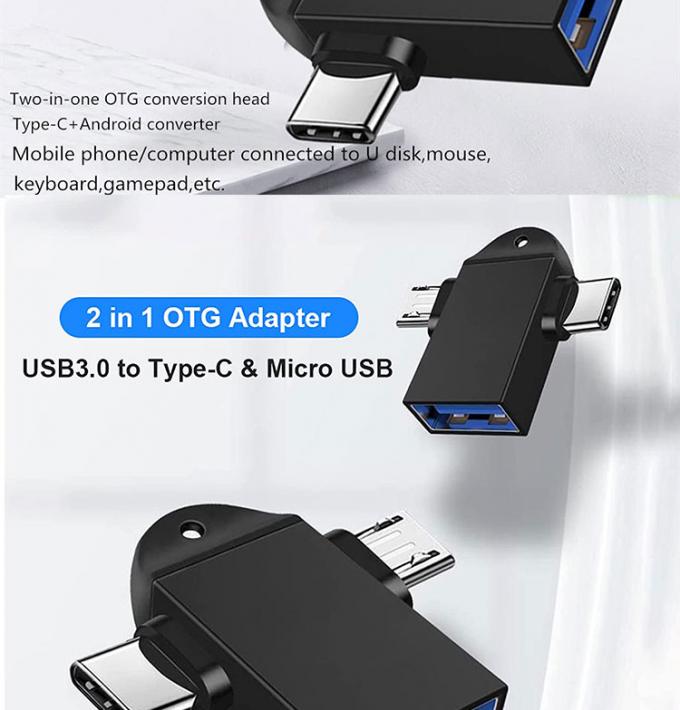 2 em 1 USB3.0 para Micro B Tipo C USB Converter OTG Adaptador para Android Phone U Disk Mouse 1