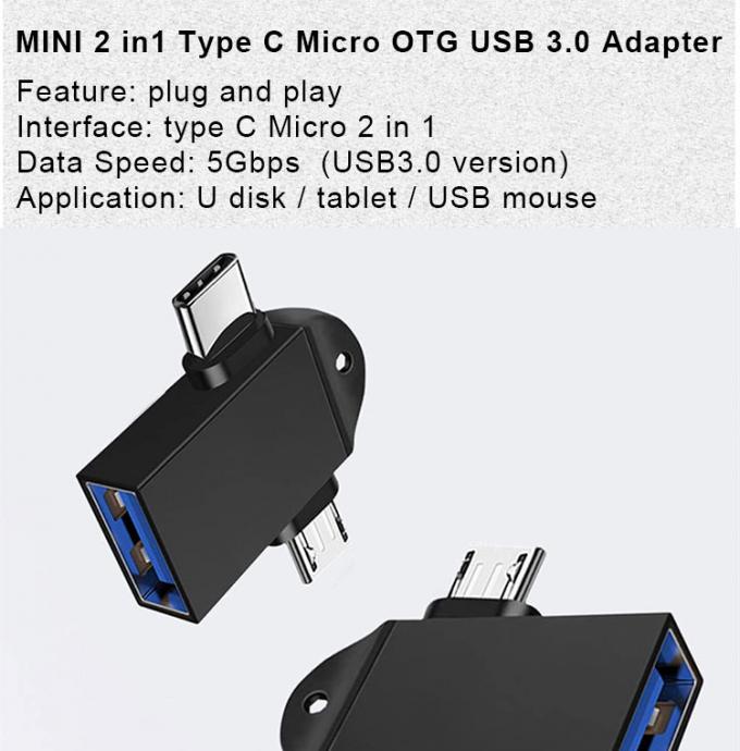2 em 1 USB3.0 para Micro B Tipo C USB Converter OTG Adaptador para Android Phone U Disk Mouse 0