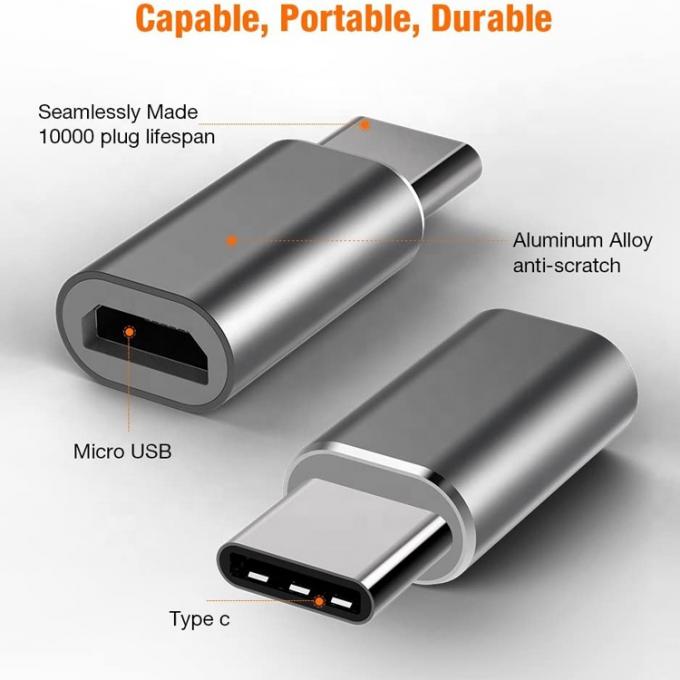 Plug and Play Shell Metal Micro USB Fêmea para Tipo C Homem OTG Converter Adaptador 1