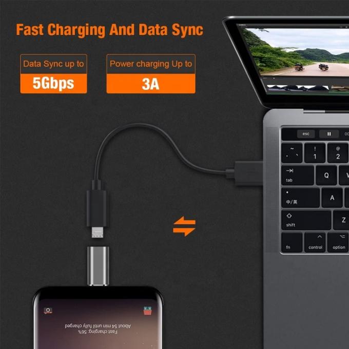 Plug and Play Shell Metal Micro USB Fêmea para Tipo C Homem OTG Converter Adaptador 5