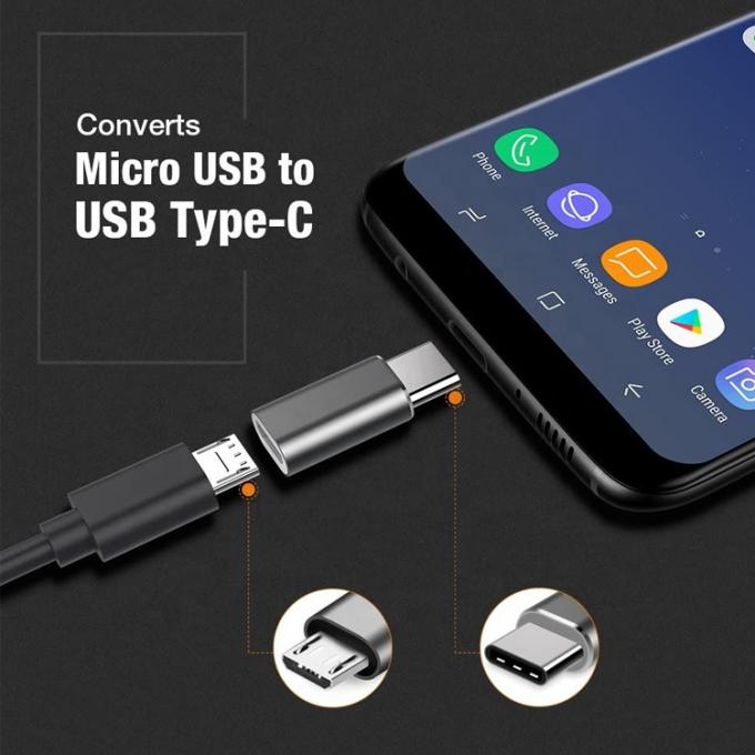 Plug and Play Shell Metal Micro USB Fêmea para Tipo C Homem OTG Converter Adaptador 4