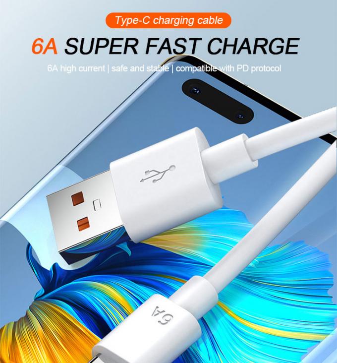 Carregamento Super Rápido 6A Tipo C Cable de carregador de dados USB para telemóvel 0