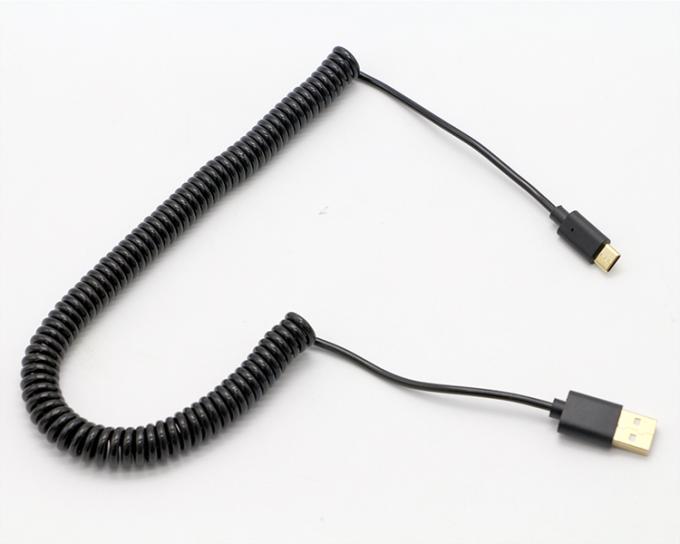 Conectores de ouro 3M personalizados de carregamento rápido Cabo de carregador de dados USB tipo C em espiral 0