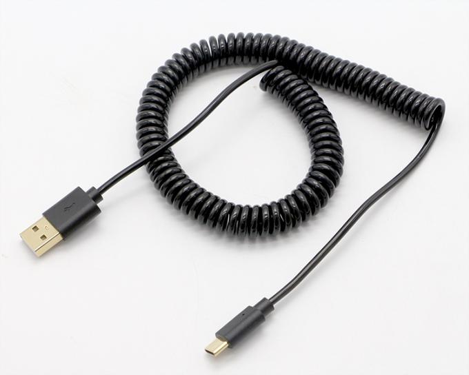 Conectores de ouro 3M personalizados de carregamento rápido Cabo de carregador de dados USB tipo C em espiral 5