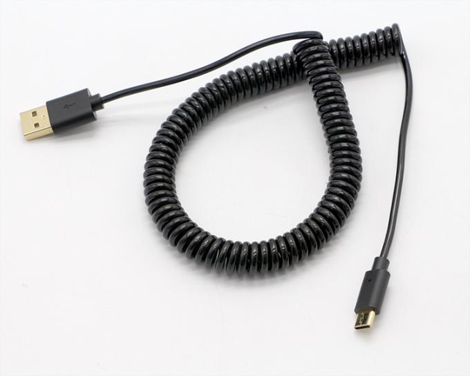 Conectores de ouro 3M personalizados de carregamento rápido Cabo de carregador de dados USB tipo C em espiral 4