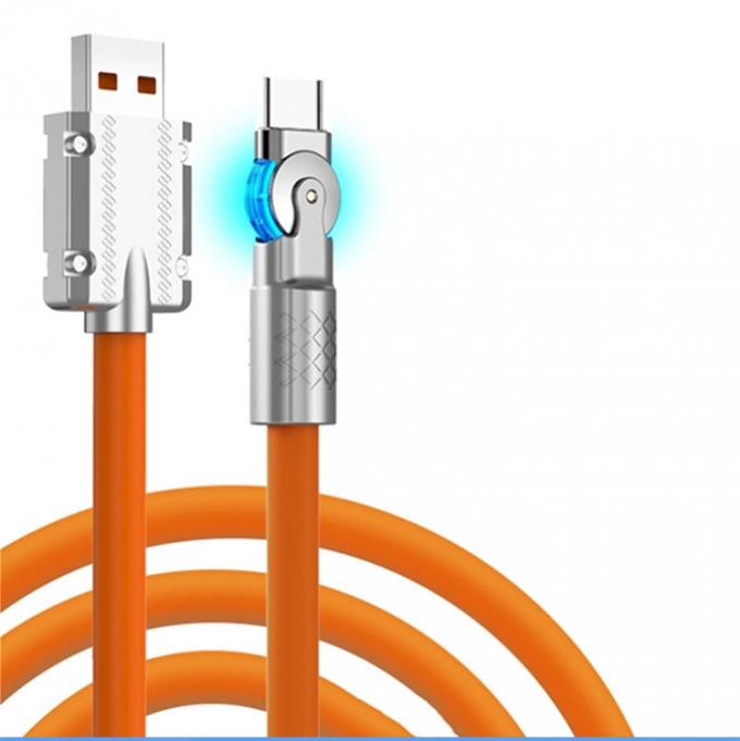 180 graus de rotação de carregamento rápido 120w 6A silicone micro USB tipo C cabo para telefone móvel Android 0