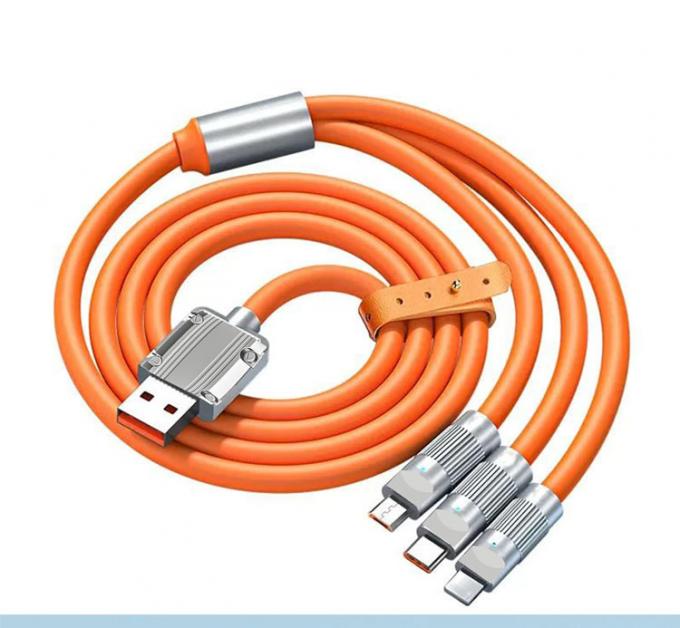 Carregamento Super Rápido 120w 6A Silicone Líquido 3 em 1 Multi Conectores Micro Tipo C USB Cable de Carregador de Dados para Telefone Móvel 0