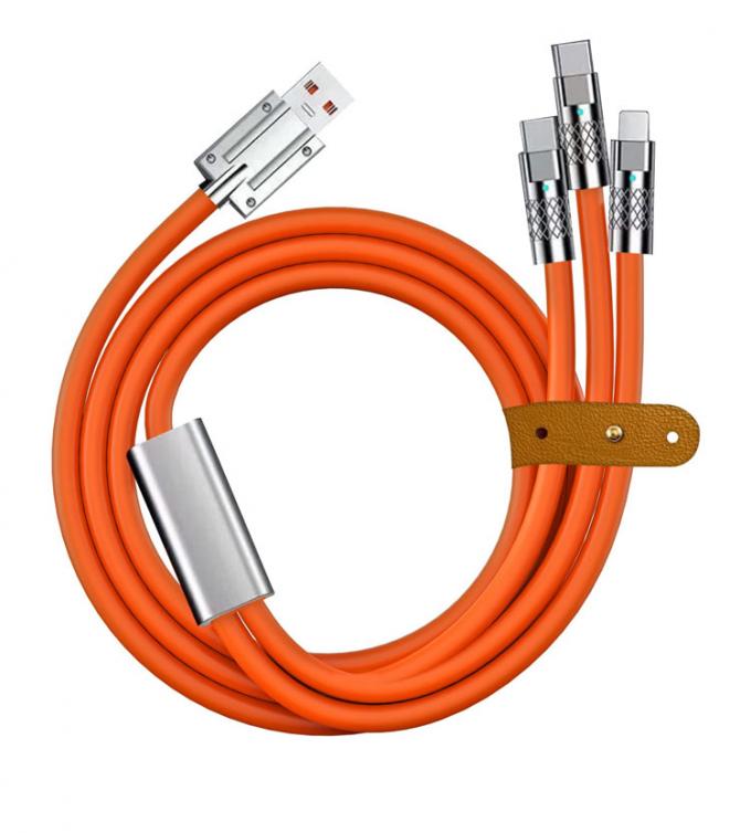 Carregamento Super Rápido 120w 6A Silicone Líquido 3 em 1 Multi Conectores Micro Tipo C USB Cable de Carregador de Dados para Telefone Móvel 6