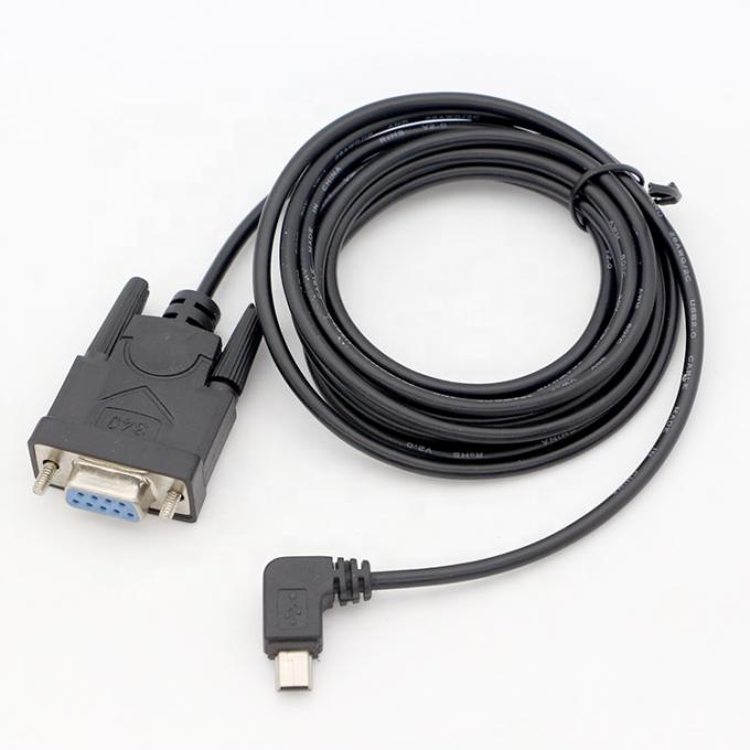 CUSTOM 90 graus ângulo direito Mini B USB para Fêmea DB9 RS232 cabo serial 0