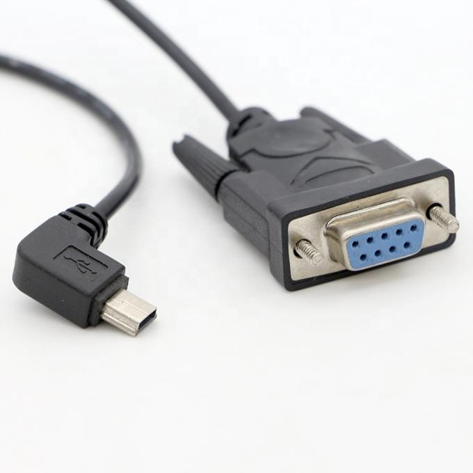 CUSTOM 90 graus ângulo direito Mini B USB para Fêmea DB9 RS232 cabo serial 1