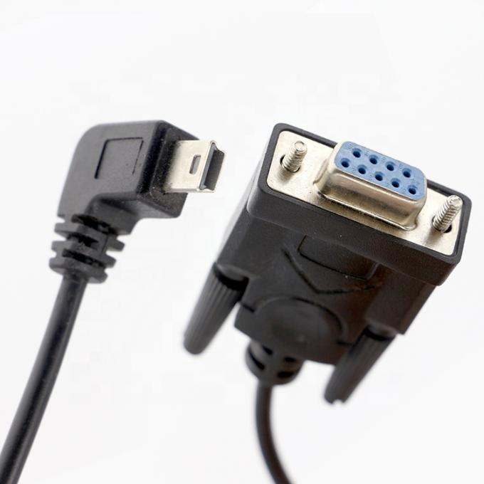 CUSTOM 90 graus ângulo direito Mini B USB para Fêmea DB9 RS232 cabo serial 4