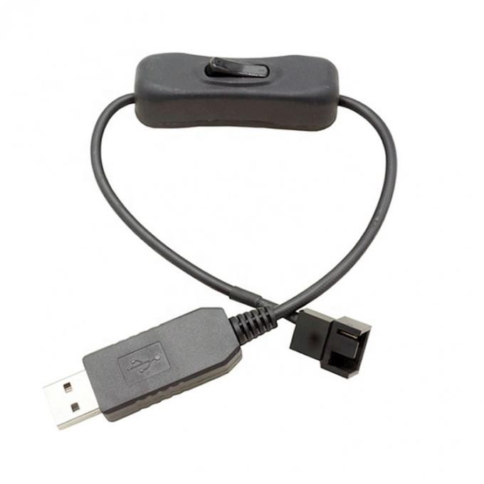 12V Step UP Boost USB para 3 pin 4 pin PWM PC Fans ON OFF Switch Adaptador de energia cabo 4