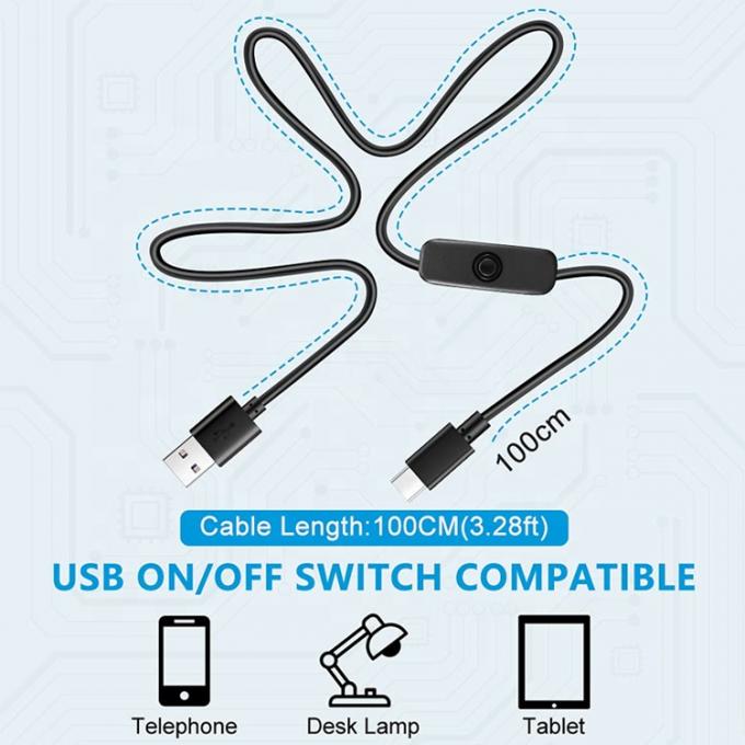 1m 5V 3A cabo de alimentação de carregador USB tipo C com interruptor ON OFF para Raspberry Pi 5