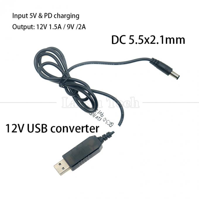 QC3.0 QC2.0 QC Carregamento Grande saída 12V 1.5A 9V 2A 5V a 12V Cabo de carregador USB para Router Led Strip 3