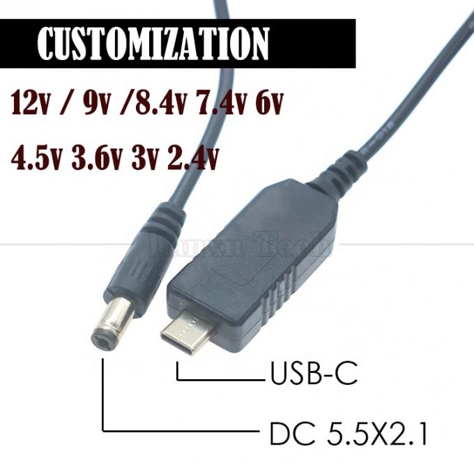 USB Tipo C para DC 5.5x2.1mm 8.4v 7.4v 6v 4.5v 3.6v 3v 2.4v 9v 12v cabo de saída para Wifi Router LED Light Strip Circuit 2