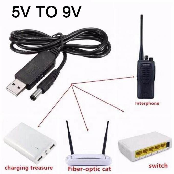 Reforço de alta qualidade 5V USB para 9V DC 5.5x2.1mm Step Up Converter Power Charger Cable para Wifi Router Modem 1