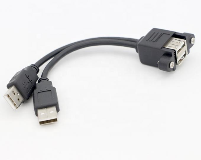 Bloqueio por parafuso 0.5M 1M Mulher para Mulher Dual USB 2.0 Panel Mount Extension Cable 2