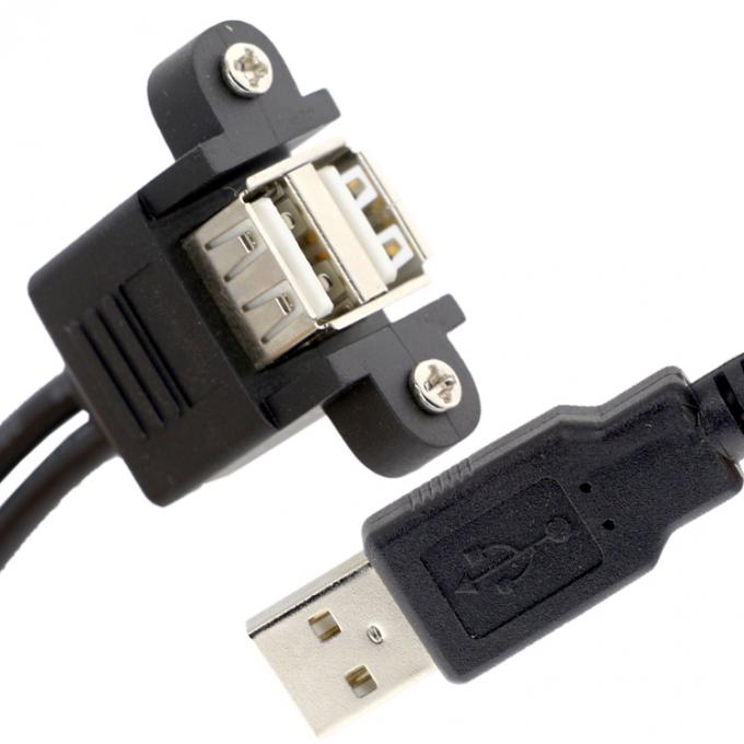 Bloqueio por parafuso 0.5M 1M Mulher para Mulher Dual USB 2.0 Panel Mount Extension Cable 3