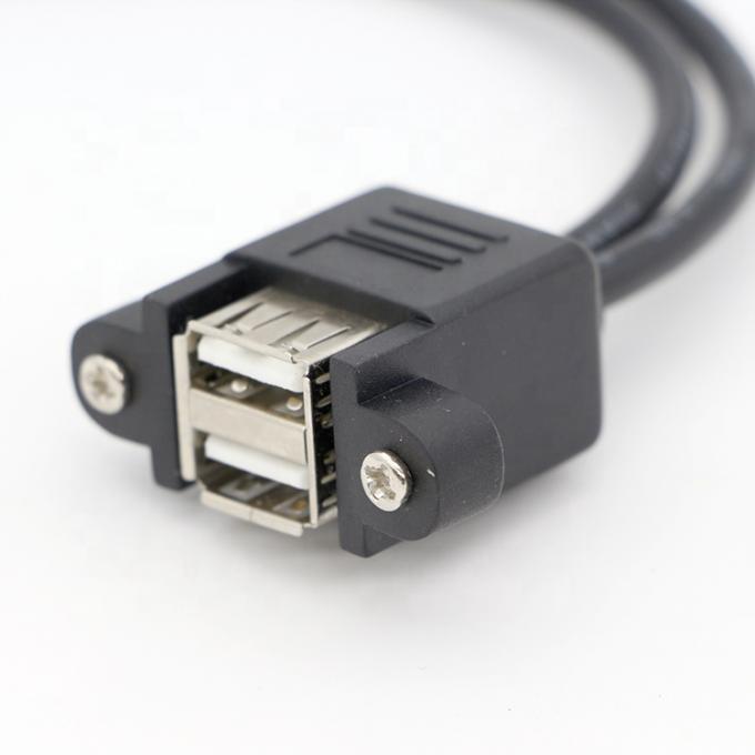 Bloqueio por parafuso 0.5M 1M Mulher para Mulher Dual USB 2.0 Panel Mount Extension Cable 4